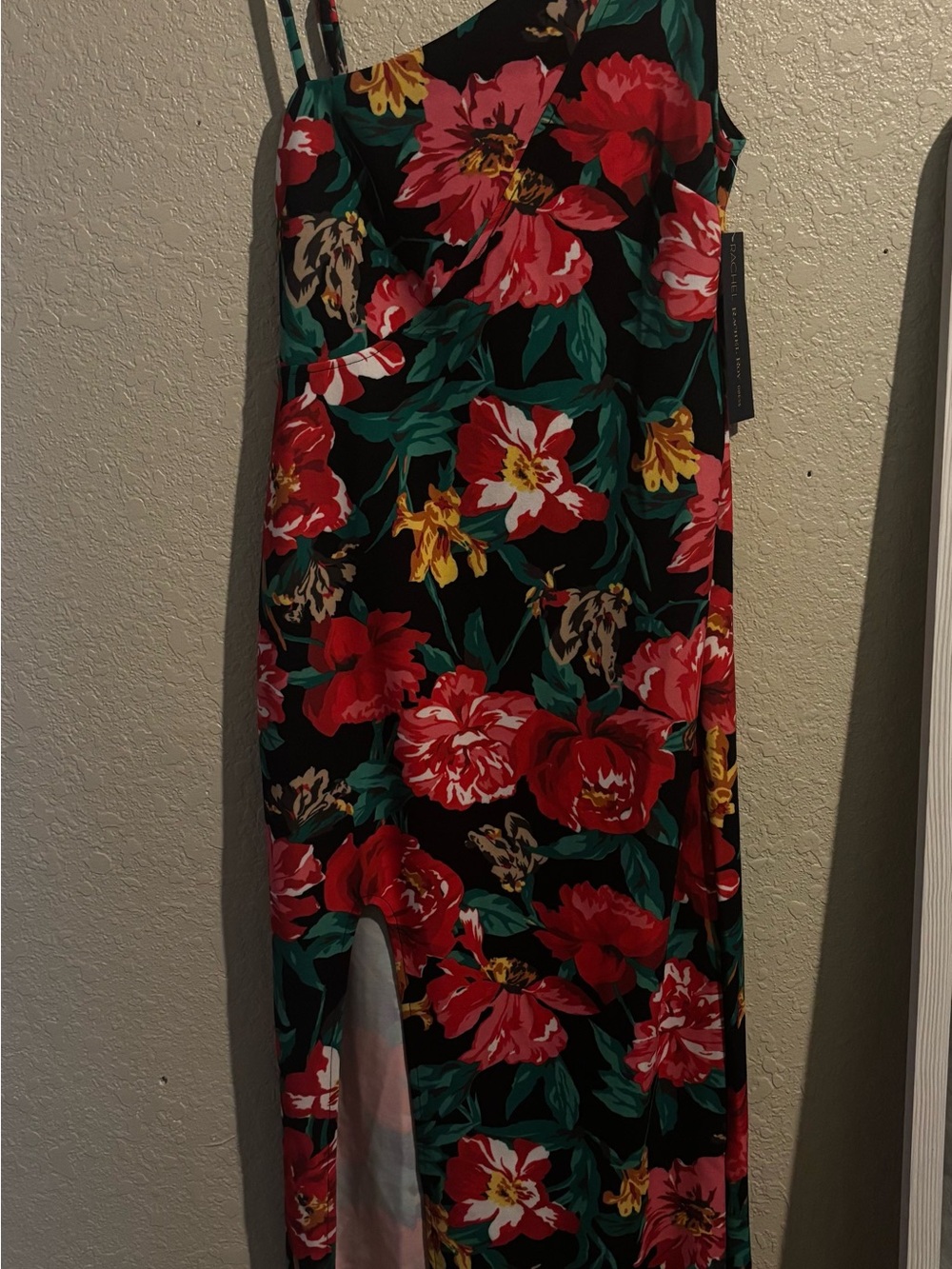 RACHEL Rachel Roy One-Shoulder Black Floral Maxi Dress